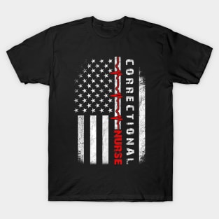 Nurse Heartbeat Flag American shirt T-Shirt